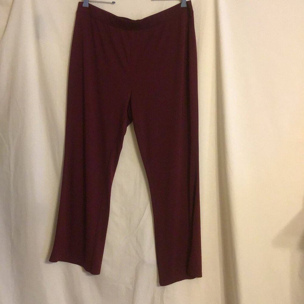 SUSAN GRAVER STYLE PREMIER Maroon Pull-On Elastic Waist Liquid Knit Pants SZ 1XP